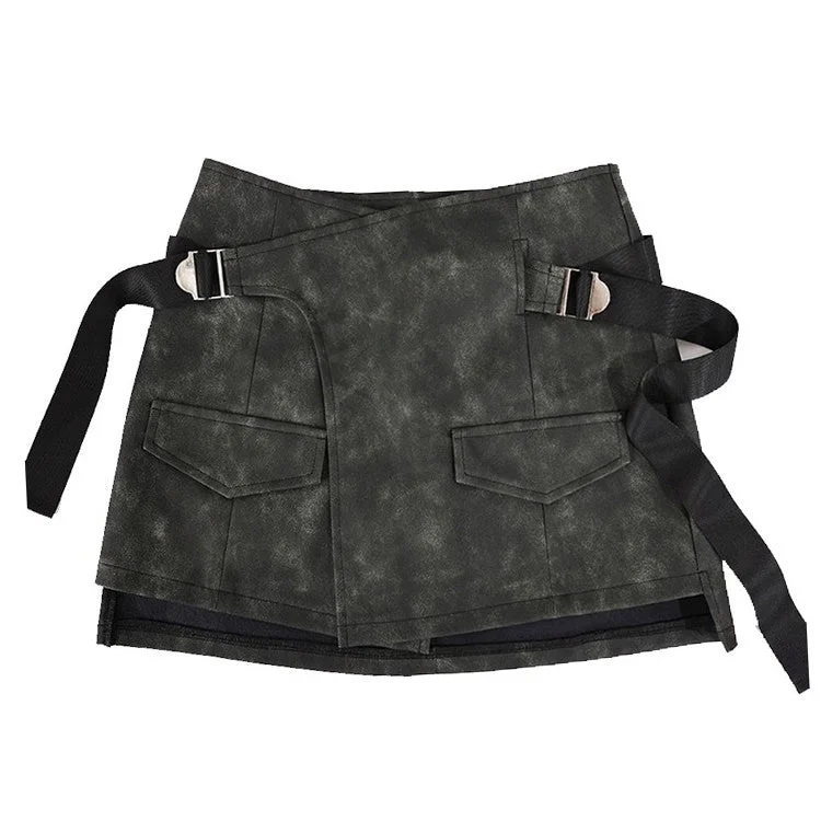 Grunge Aesthetic Safety Belt Wrap Skirt pencil skirt chic