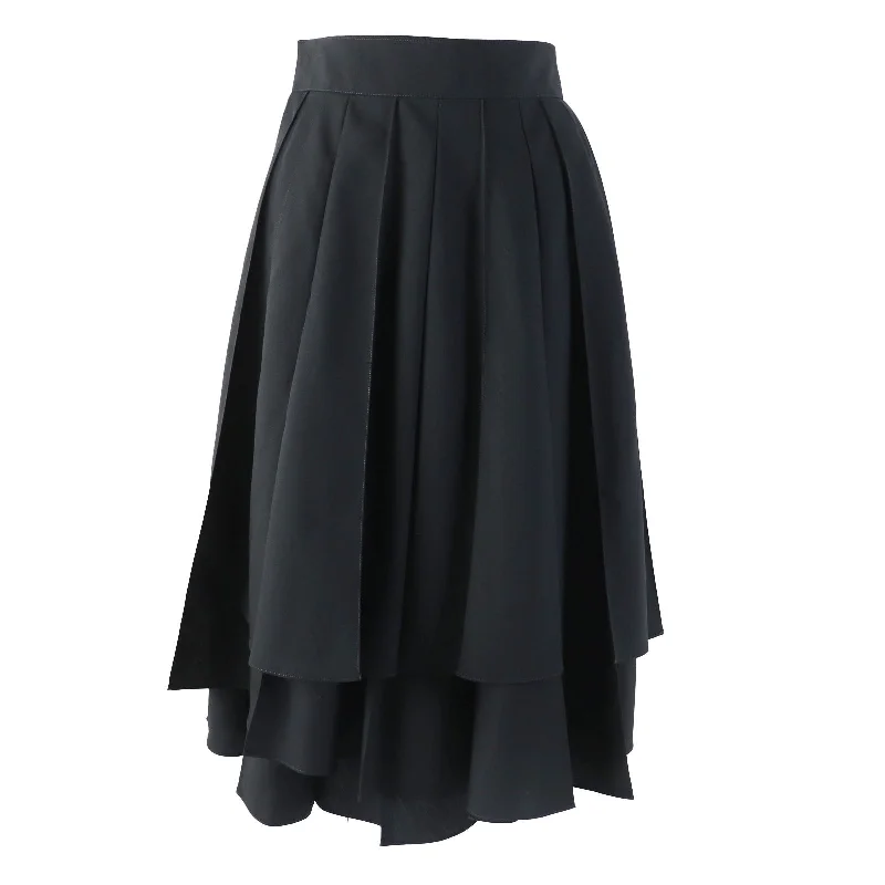Hermes Wool Mohair Asymmetric Pleated Skirt cashmere skirt soft