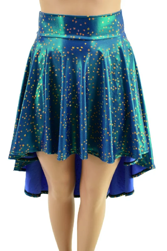 Hi Lo Skater Skirt in Stardust button skirt front