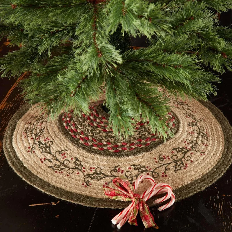 Holly Berry Jute Stencil Mini Christmas Tree Skirt 21 VHC Brands patchwork skirt art
