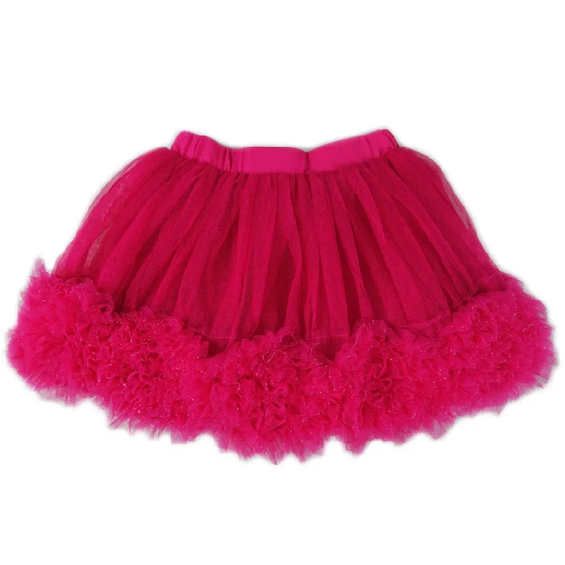 Hot Pink 3-D Rose Trim Tutu Skirt lace skirt intricate