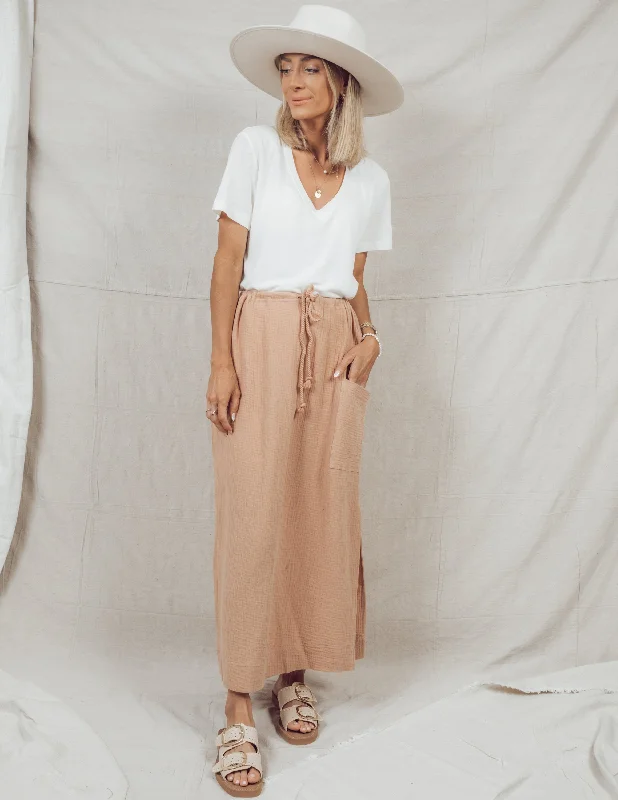 Irina Midi Skirt linen skirt light