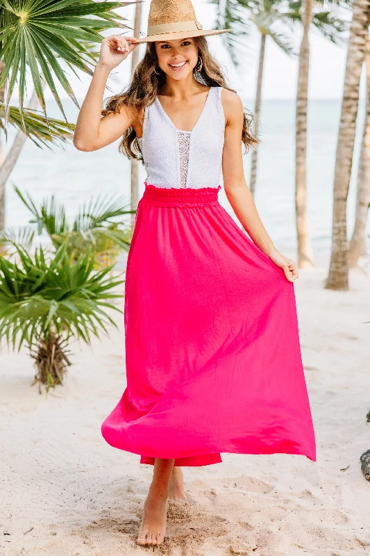 It's A Lovely Day Fuchsia Pink Maxi Skirt spandex blend skirt