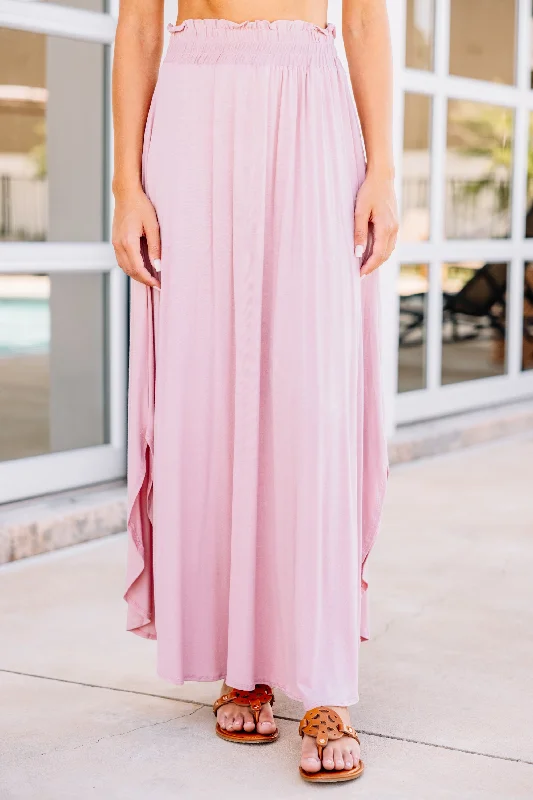 It's A Lovely Day Mauve Pink Maxi Skirt linen skirt natural