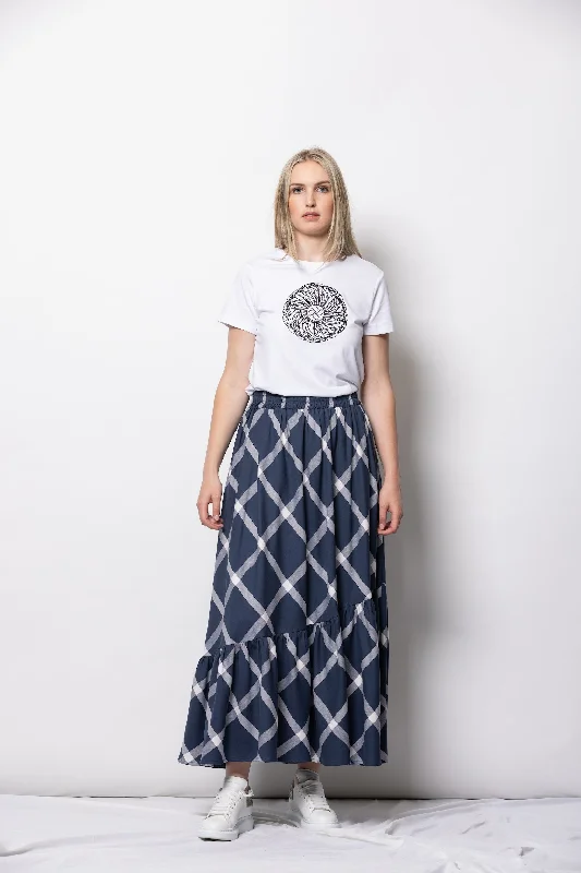 Ivy Maxi Skirt - Navy Grid tulle skirt dreamy