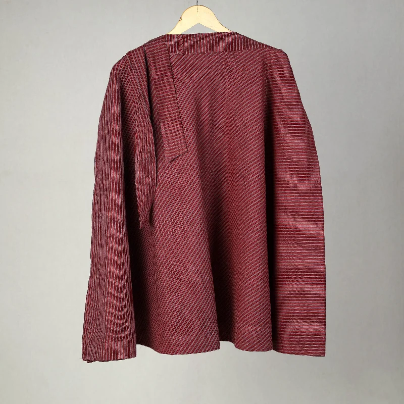 Maroon - Jhiri Handloom Cotton Wrap Around Plain Skirt 20 silk skirt lustrous