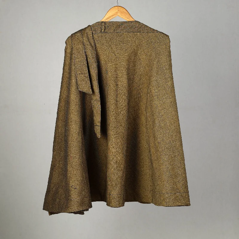 Brown - Jhiri Handloom Cotton Wrap Around Plain Skirt 26 belted skirt waist