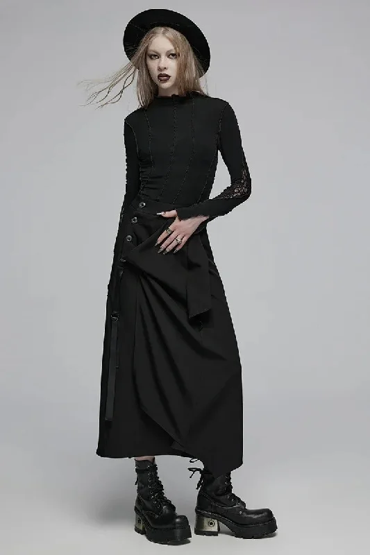 Women's Irregular Casual Waisted High Daily Black Deconstructed Medium Loose Skirt silk skirt elegant Women's Irregular Casual Waisted High Daily Black Deconstructed Medium Loose Skirt silk skirt elegant
