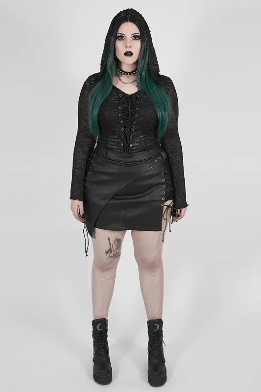 Women's Steam Irregular Personality Half Handsome Elastic Pu Leather Black Skirt summer skirt style