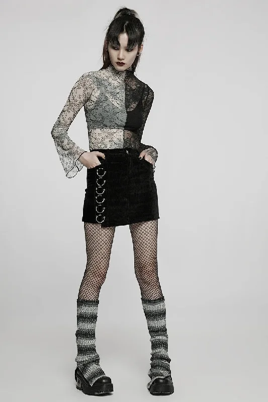 Asymmetric Mini Streetwear Waist Rings Personalise High Micro Bottoms Iron Short Skirt wrap skirt elegant