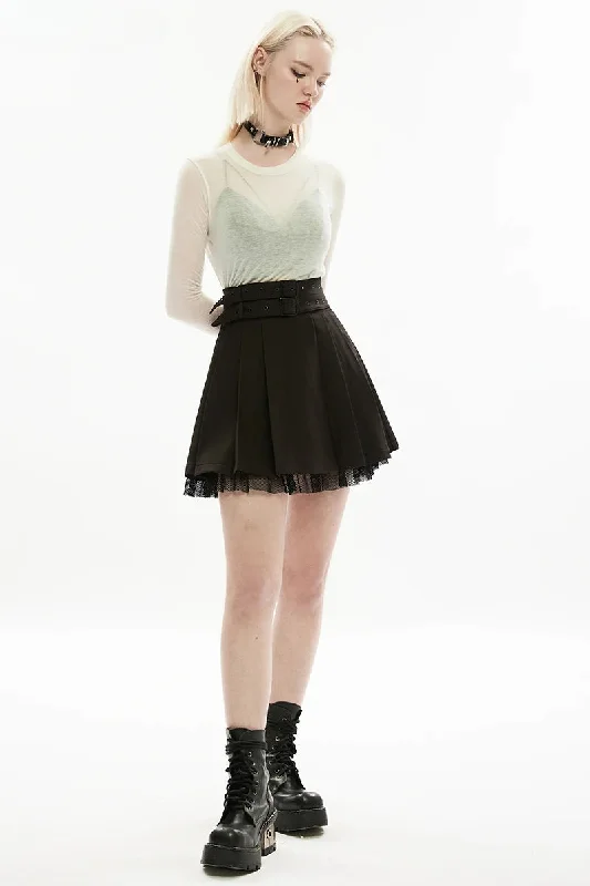 Women's Dark Daily Waist Pleated Gauze Style Personality with Detachable Waistband Skirt cotton skirt soft