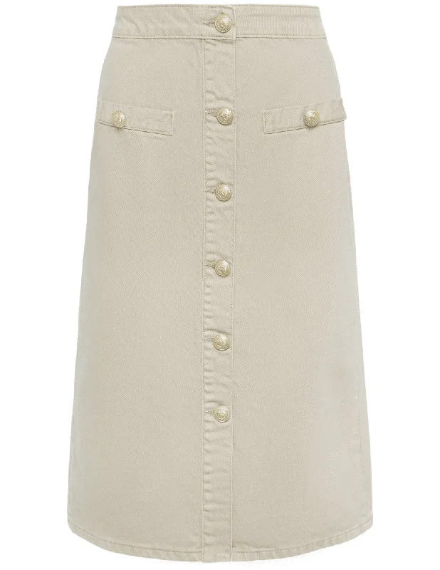 L'Agence Landry Button Front Denim Skirt wool skirt sturdy
