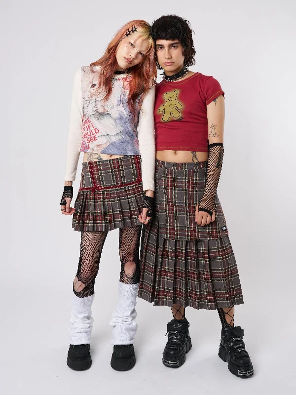 Laurie Pleated Tartan Midi Skirt mini skirt trendy