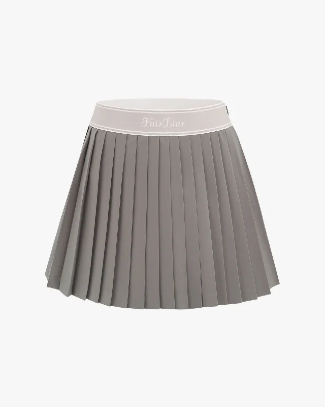 Logo Jacqard Band Pleated Skirt - Cocoa relaxed fit skirt