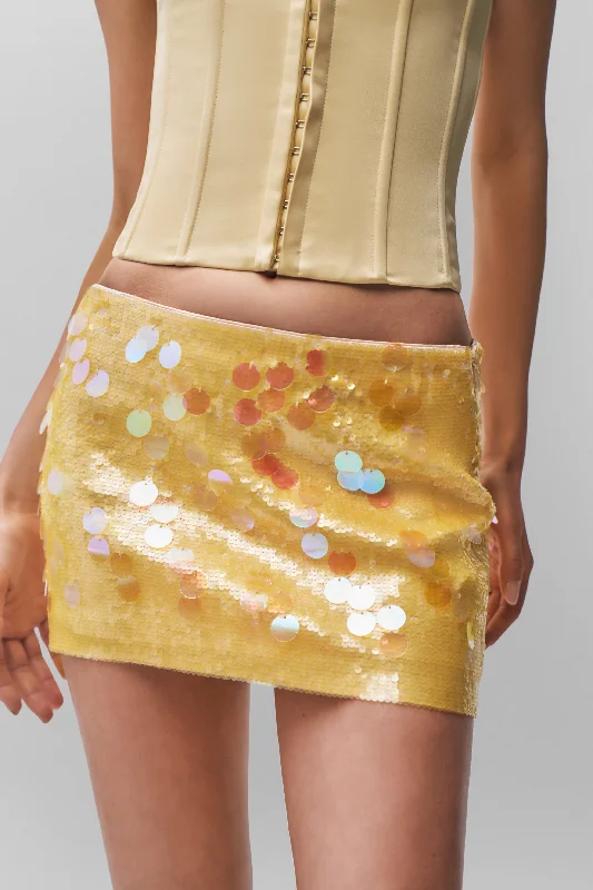 Low Rise Paillette Skirt asymmetrical skirt cut