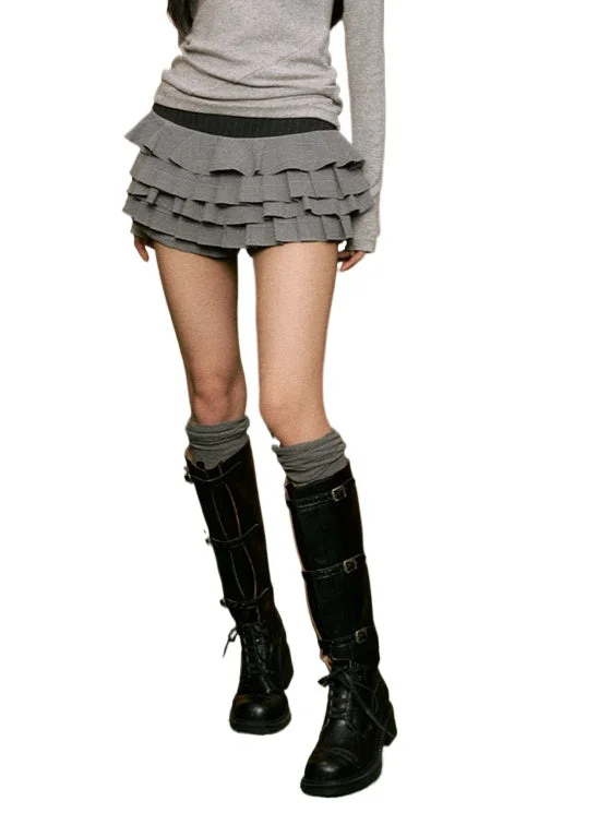 Low-Waist Layered Skirt velvet skirt rich