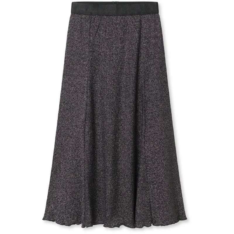 Mads Nørgaard Gun Metal 2X2 Lurex Salina Skirt chiffon skirt flowing