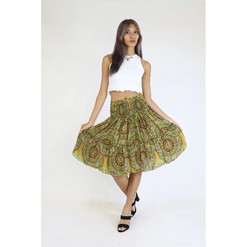 Mandala Women's Skirt in Green SK0090 020114 03 casual skirt length