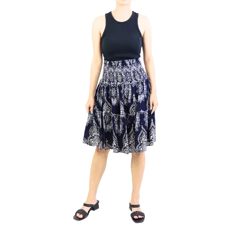Mandala Women's Skirt in Navy Blue SK0090 020319 02 lace skirt intricate