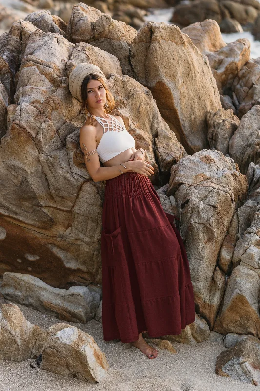 Maxi Skirt Keela Red denim skirt classic