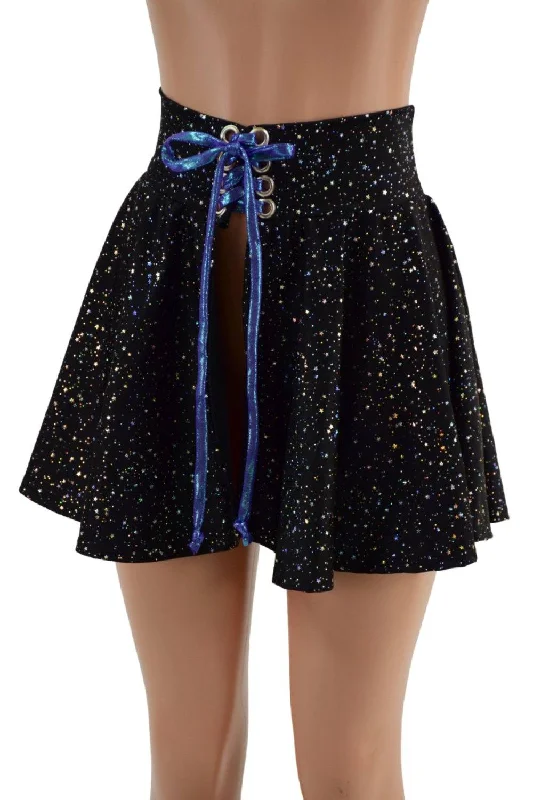 Open Front Lace Up Circle Cut Skirt velvet skirt plush