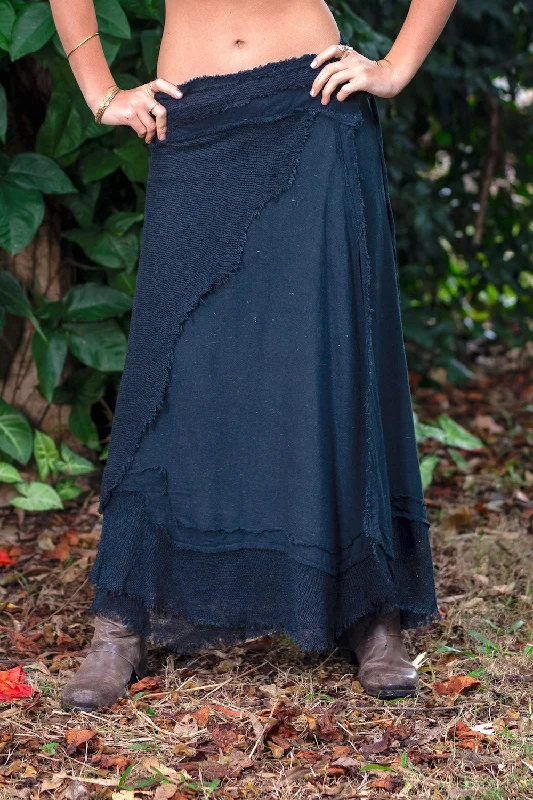 PATCHOULI SKIRT BLACK flowy skirt hem