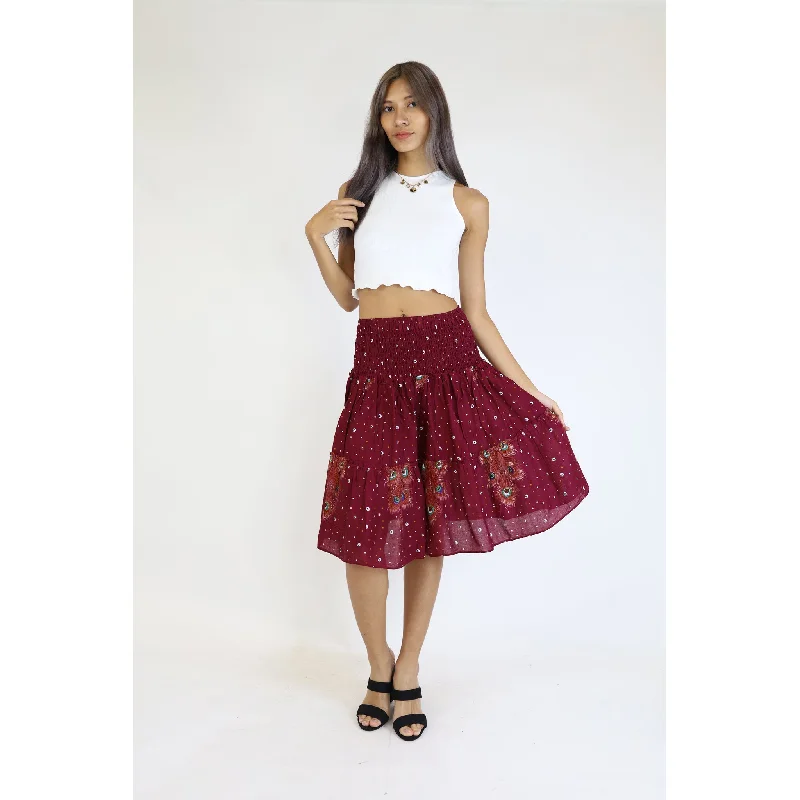 Peacock Heaven Women's Skirt in Red SK0090 020058 02 cashmere skirt fine