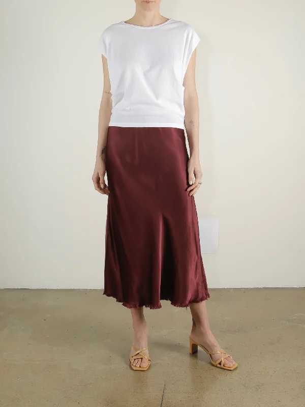 Riley Skirt in Vintage Satin - Fig satin skirt smooth