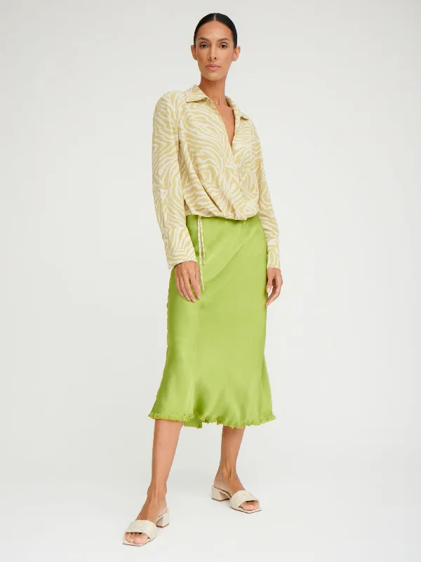 Riley Skirt in Vintage Satin - Lime denim skirt durable