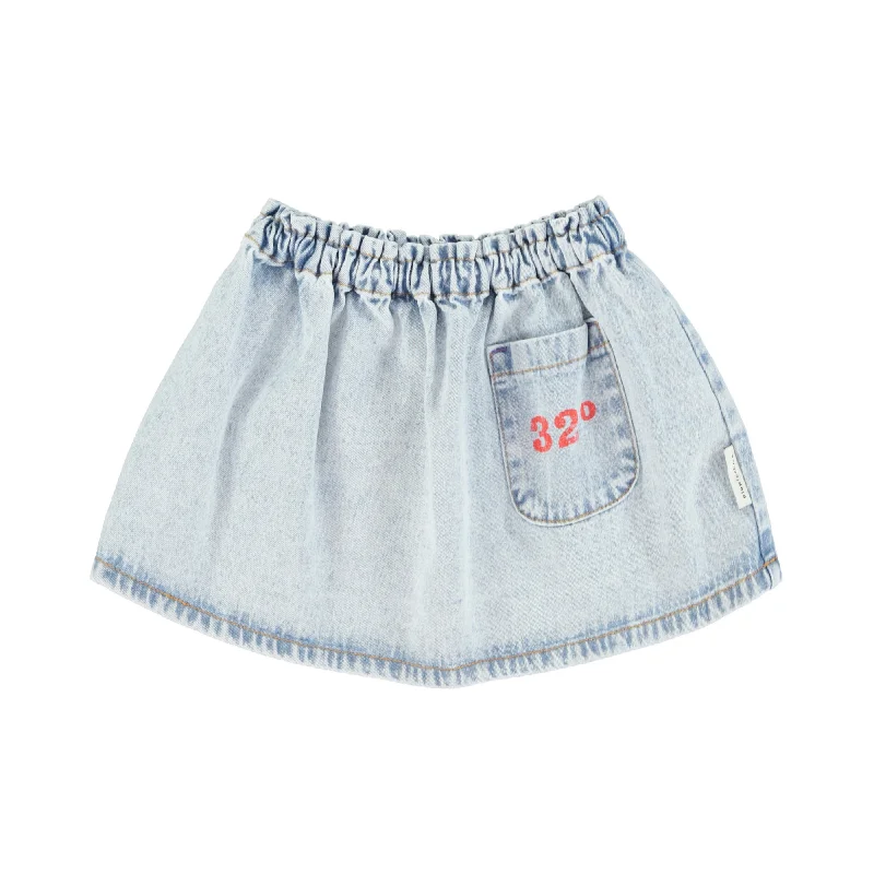 PIUPIUCHICK WASHED BLUE DENIM KNEE LENGTH SKIRT silk skirt elegant