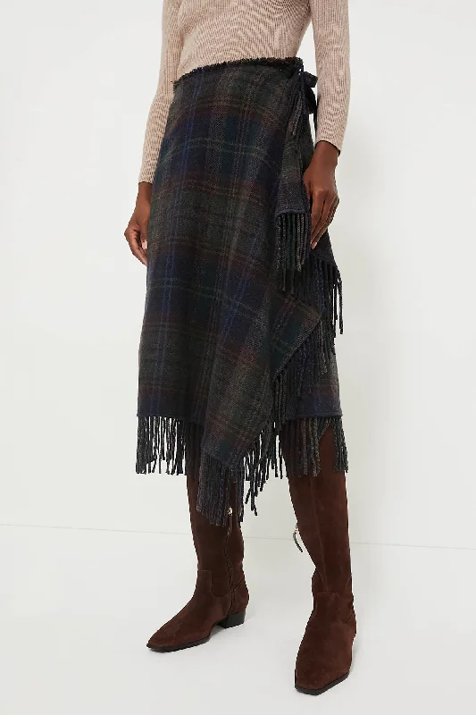 Plaid Multi Wool Blend Leonna Skirt linen skirt light