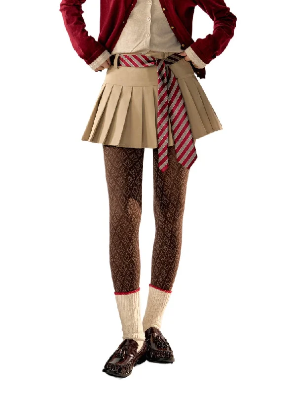 Preppy Style High-Waist Slimming Pleated Skirt leather skirt bold