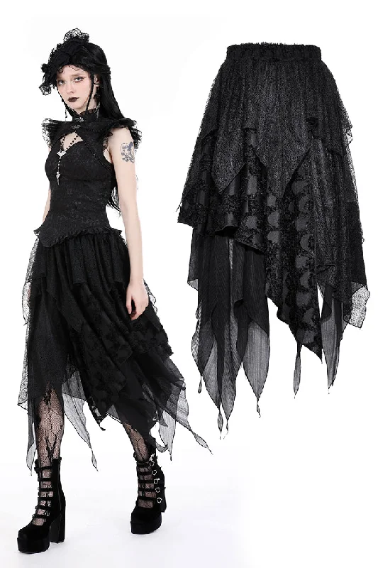 Punk messy long skirt KW338 relaxed fit skirt