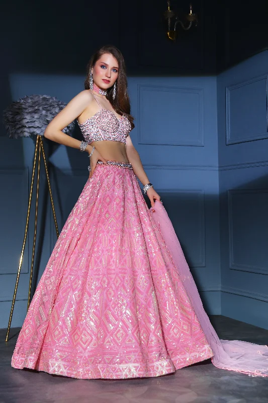 Pink Skirt and Top low waist skirt