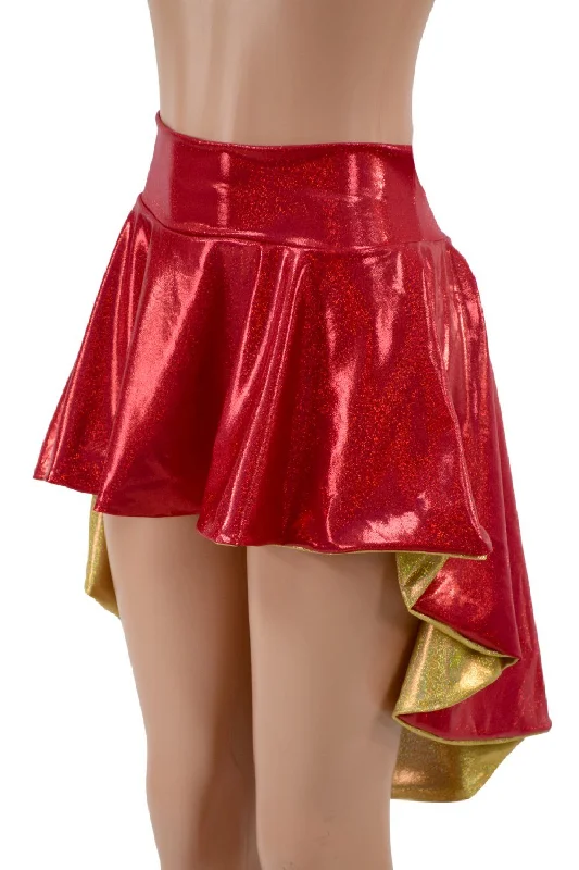 Red & Gold Hi Lo Flip Skirt modal blend skirt