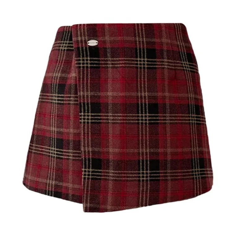 About A Girl Grunge Plaid Wrap Skirt corduroy skirt cozy
