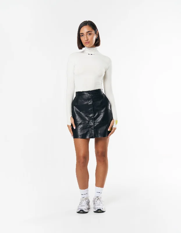 S1 Faux Skirt Short - Black denim skirt trendy