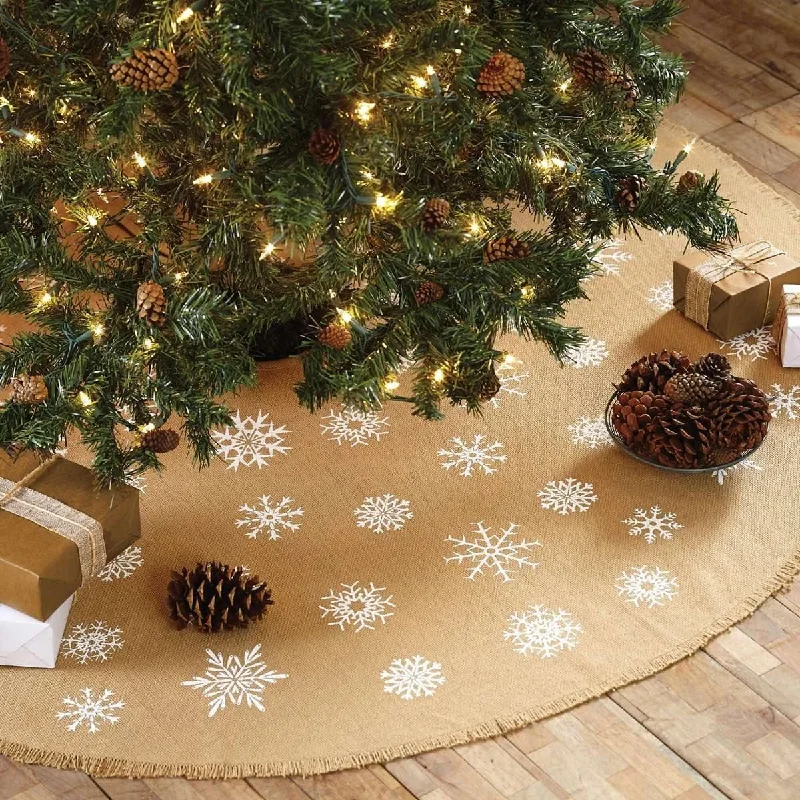 Snowflake Burlap Natural Mini Christmas Tree Skirt 21 VHC Brands denim skirt casual