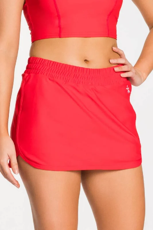 Sports Skirt in Red belted skirt waist