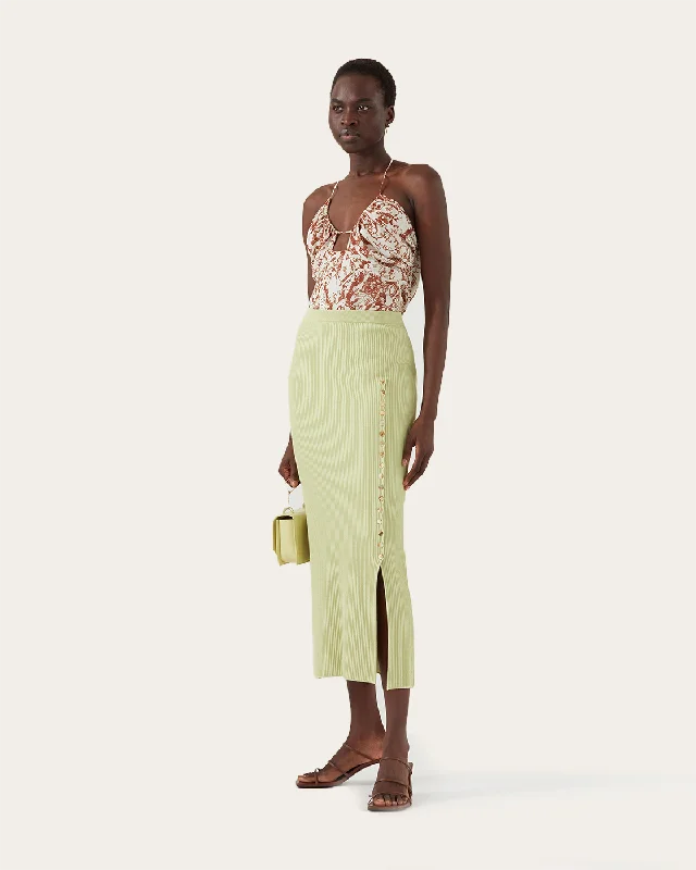 Suri Skirt Viscose Blend Green chiffon skirt airy