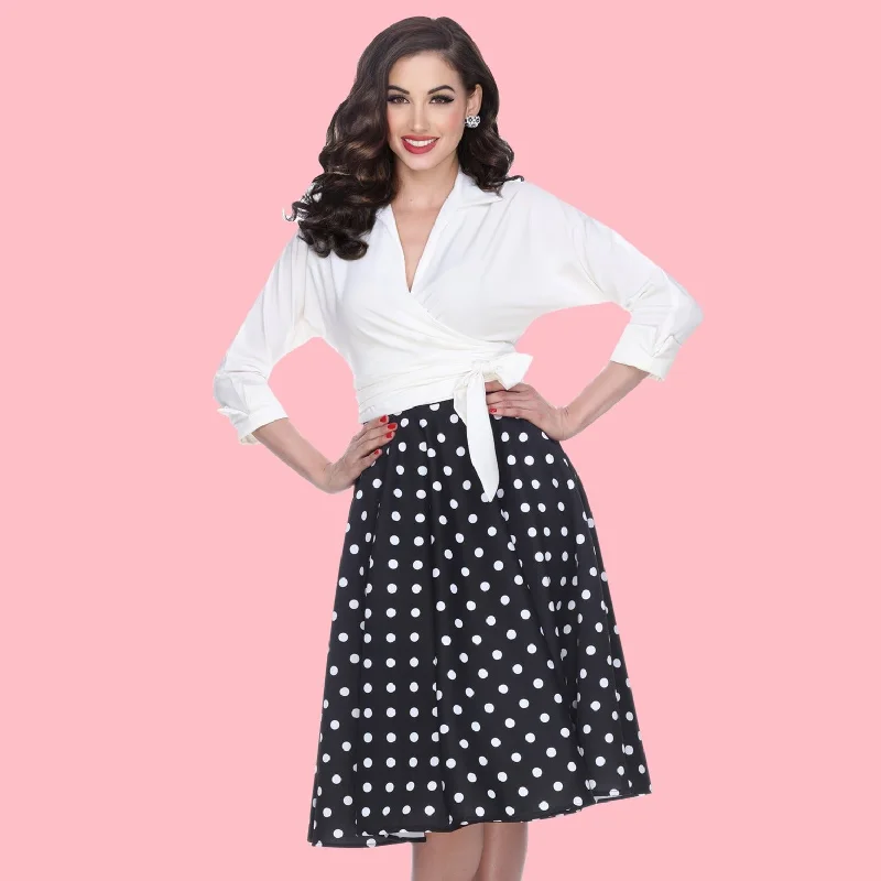 Swing Skirt in Black Polka Dot chiffon skirt airy