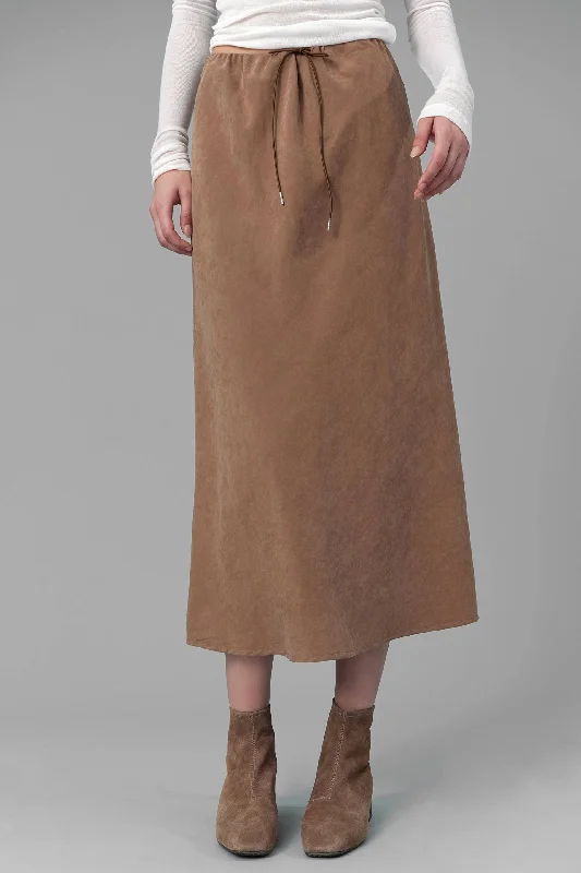 Tami Suede Midi Skirt asymmetrical skirt cut