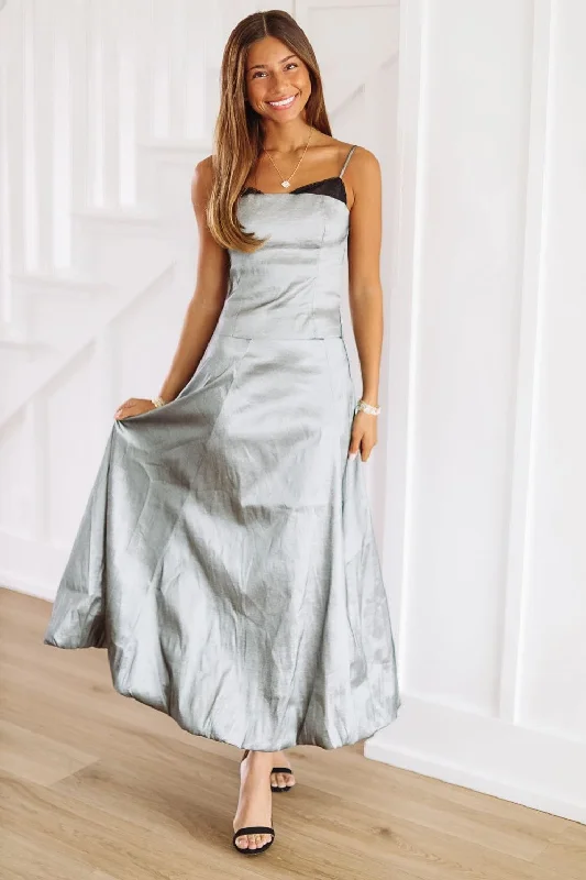 This Hits Different Maxi Skirt - Gunmetal Silver linen skirt natural