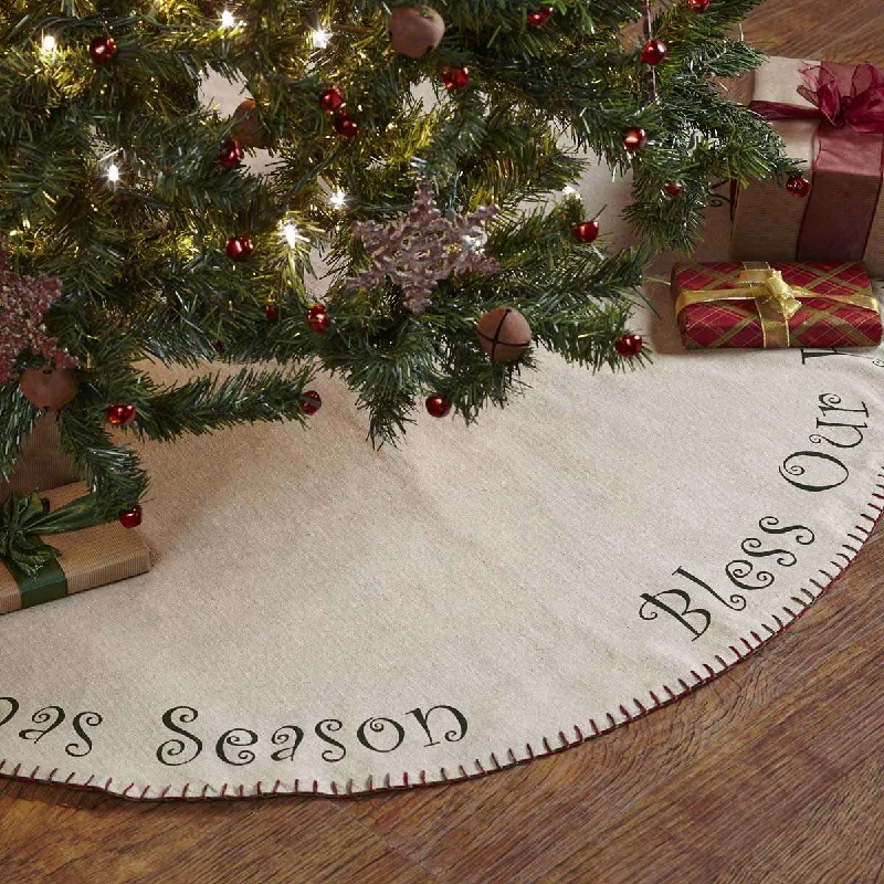 Tidings Christmas Tree Skirt 48 VHC Brands wool skirt breathable