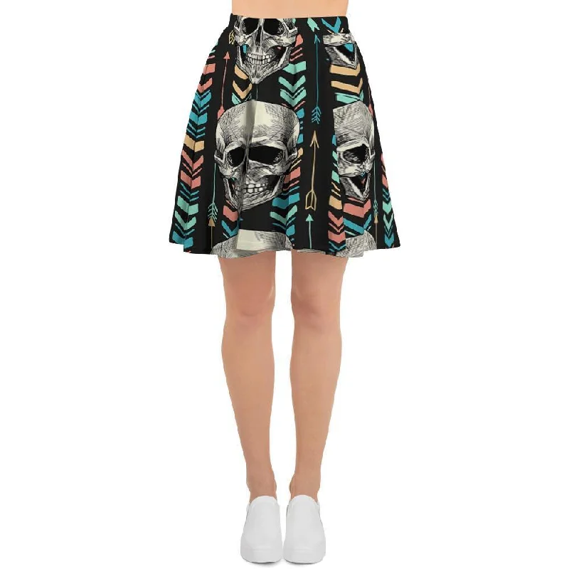 Tribal Skull Women's Skirt linen skirt natural