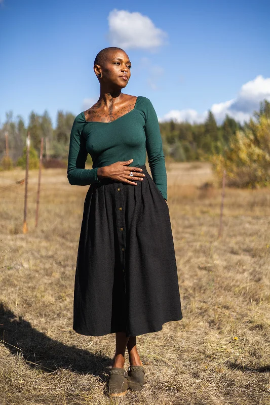 Trices Skirt in Black Linen wool skirt thick