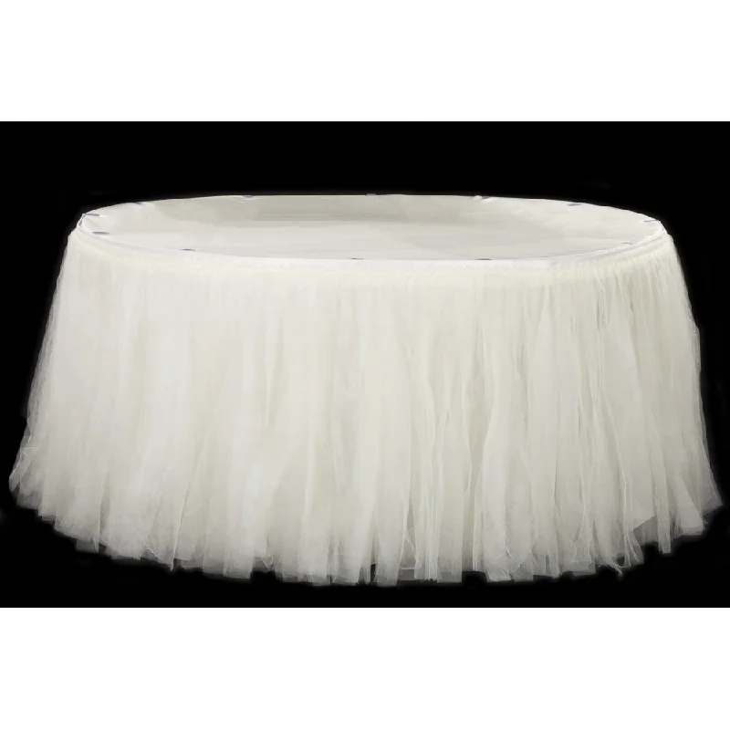 Tulle Tutu 17ft Table Skirt - Ivory denim skirt durable