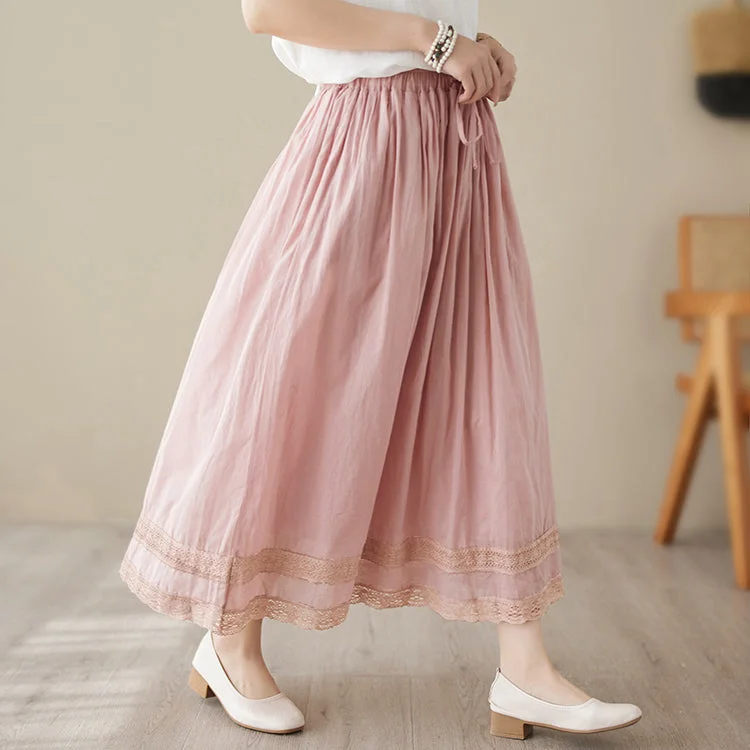 Simple Solid Color Women's Casual Skirt For Vacation And Daily, Casual Loose Skirts lace skirt intricate