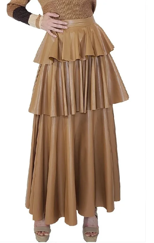 X7277 FAUX LEATHER SKIRT (S, M, XXXL) a-line skirt cut