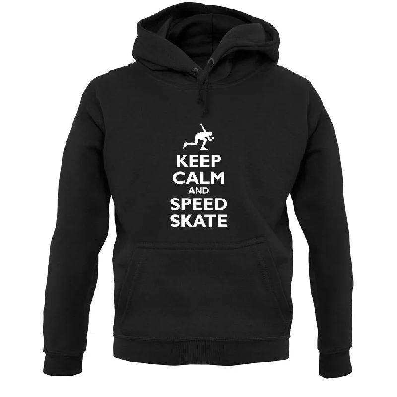 Keep Calm And Speed Skate Unisex Hoodie Hoodie with Hem Detail Decorative Unique